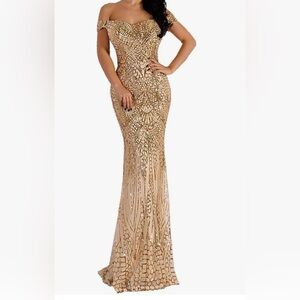 Beautiful Golden Sequin floor length gown.